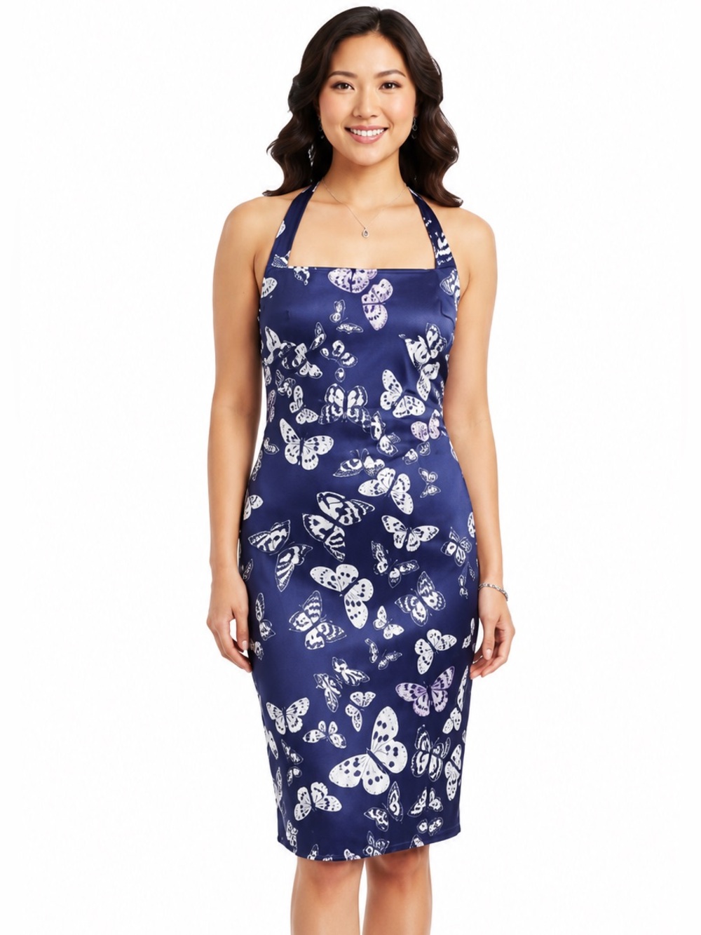 Karen Millen Butterfly Print Halter Midi Dress NWT Size 10 Y2K Occasion Party